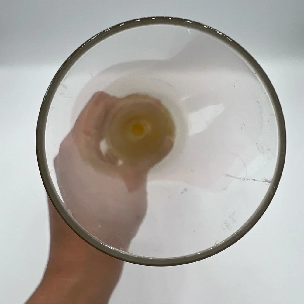 Elegant Controlled Bubble Art Glass Vase Set in Blue‎ and Amber with Flaws